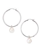 Majorica 10mm Pearl-drop Hoop Earrings, Silver, Women's