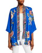 Bonian Floral Georgette Kimono W/ Embroidered Trim