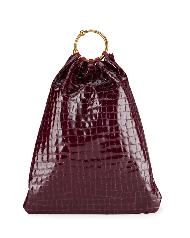 Croc-printed Leather Clutch Bag