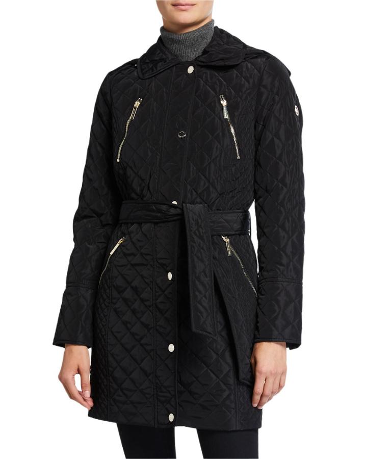 Belted Snap-front Quilt Jacket