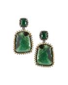Double Emerald & Diamond Drop Earrings
