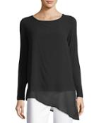 Layered-chiffon Long-sleeve Top