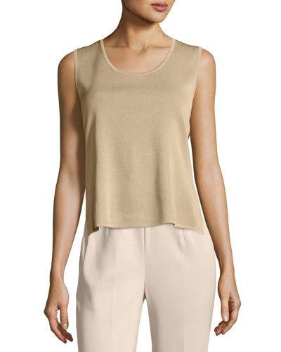 Scoop-neck Knit Tank, Brown