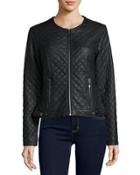 Quilted Faux-leather Jacket, Black