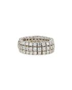 Estate 18k White Gold Diamond Stretch Band Ring,