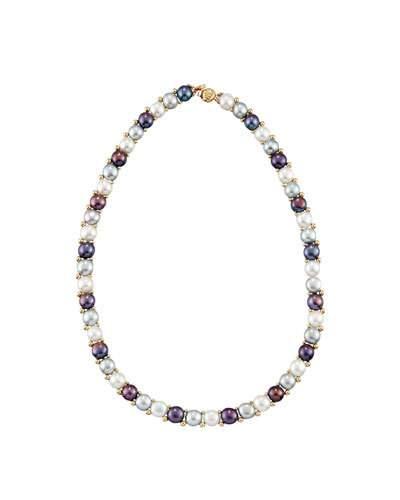 14k Beaded Multihued Freshwater Pearl Necklace,