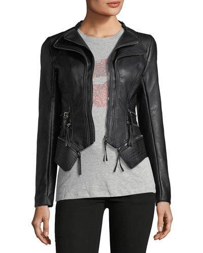 Double-zip Faux-leather
