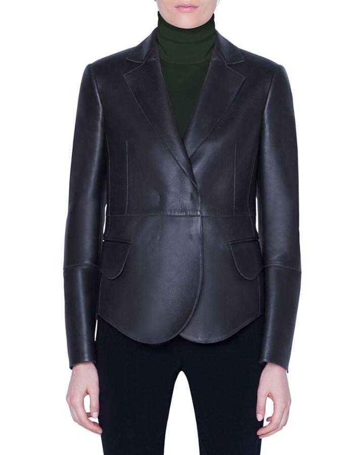 Leather Snap-front Jacket