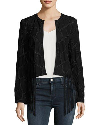 Back + Forth Diamond-stitched Suede Topper, Black