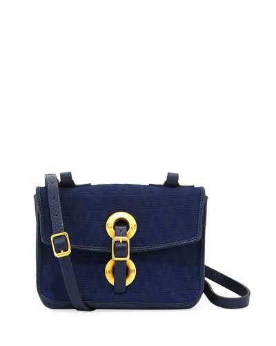 Woven Flap Shoulder Bag, Blue