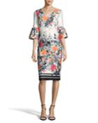 3/4- Bell-sleeve Floral-print