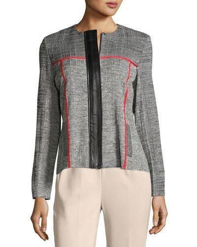 Contrast-trim Knit Jacket,