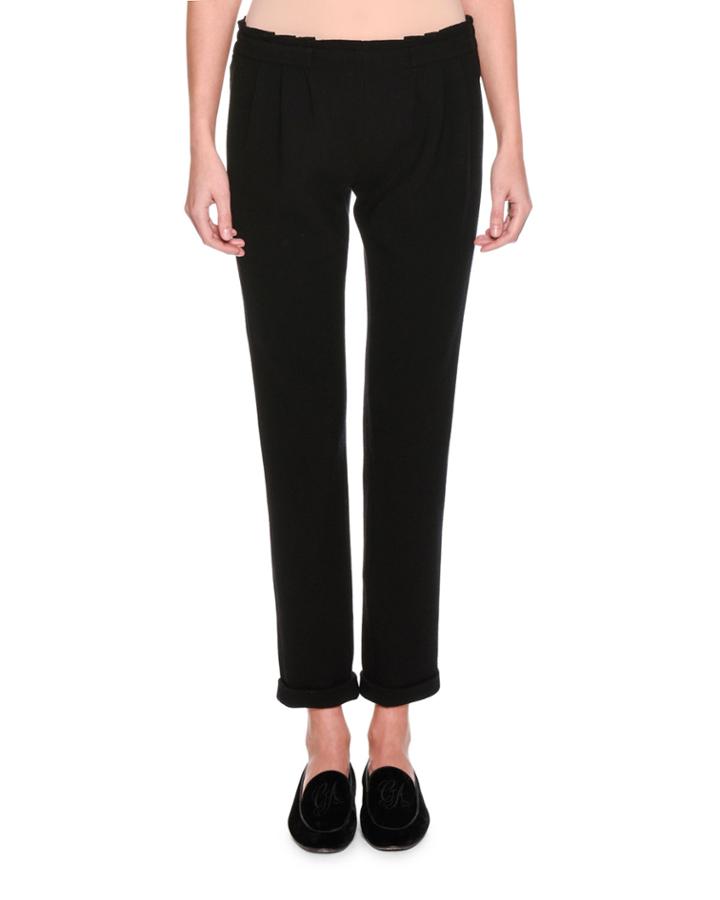 Pleated-waist Knit Pants, Black
