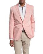 Woven Two-button Sport Coat, Pale Orange
