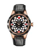 46mm Scacchi Men's Checkerboard Leather Watch, Two-tone
