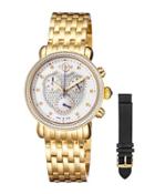 37mm Marsala Chronograph Watch W/ Diamonds & Leather