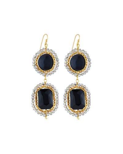 Agate & Crystal Double-drop Earrings