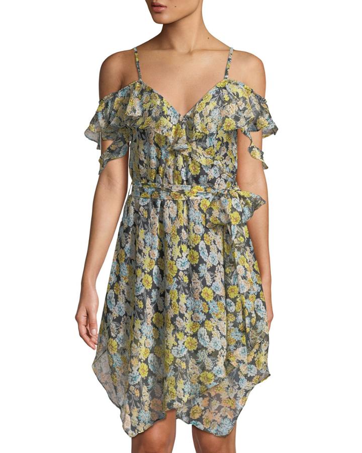 Floral Ruffled Wrap Dress