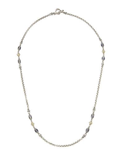 Sterling & 18k Iolite Station Rope Necklace,