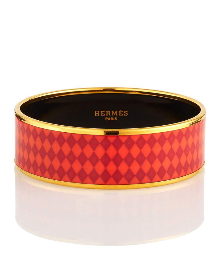 Estate Diamond-pattern Bangle, Pink/gold