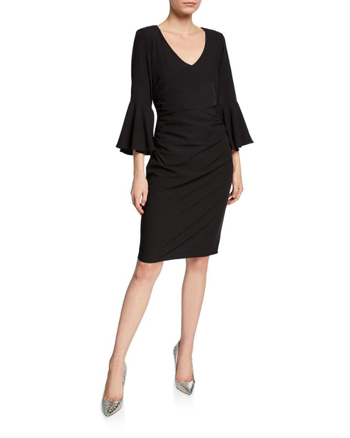 Bell-sleeve Ruched