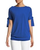 Tie-sleeve Cashmere Tunic Blouse