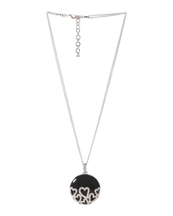 18k White Gold Diamond Heart & Onyx Statement Necklace
