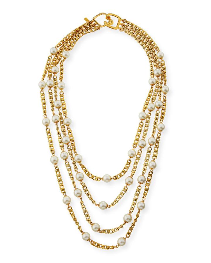Four-row Pearly Chain Necklace