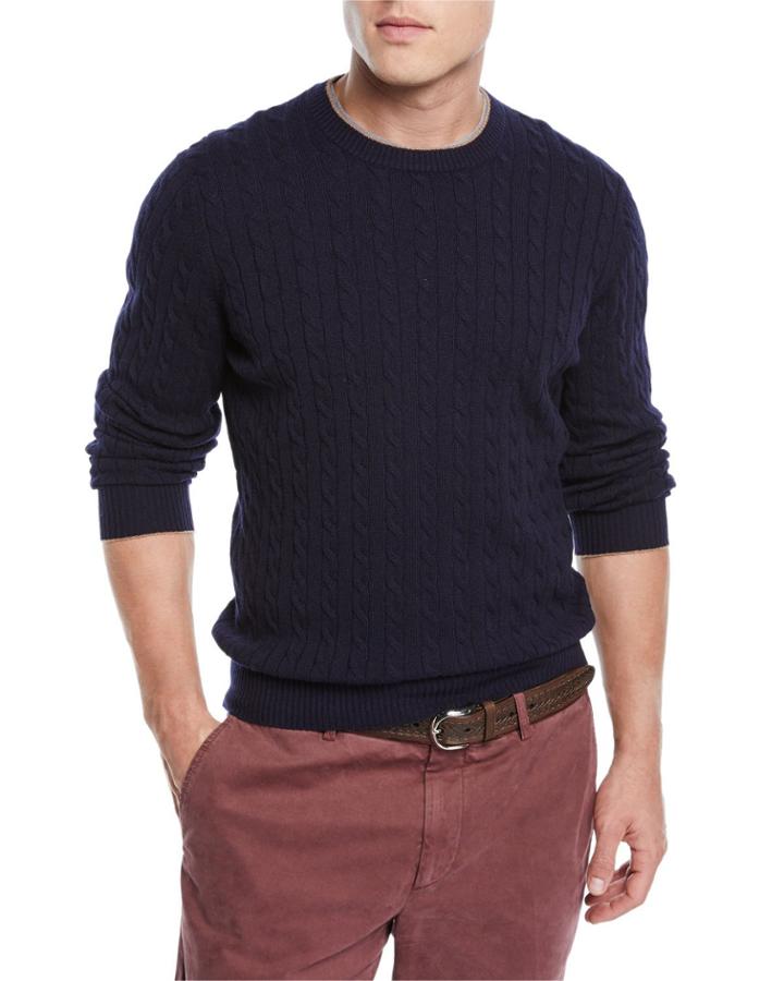 Men's Cashmere Cable-knit Crewneck