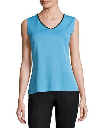 V-neck Knit Tank, Aqua