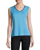V-neck Knit Tank, Aqua
