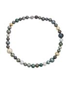 14k White Gold Multicolor Elegant Tahitian & South Sea Pearl Necklace,