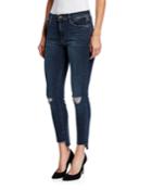 Le High Skinny Distressed Raw Stagger Hem Jeans