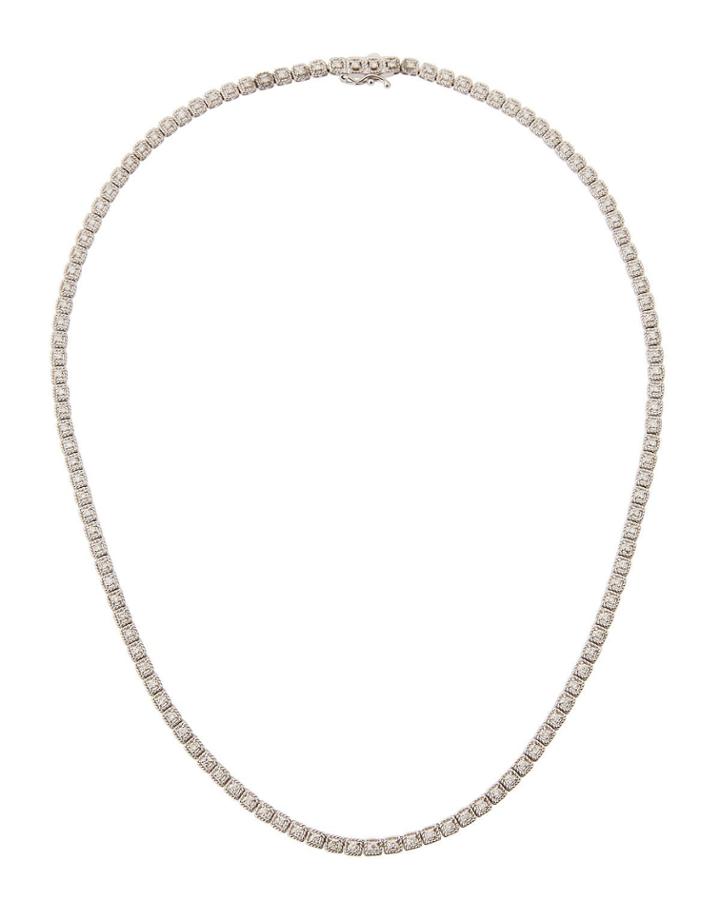 14k Illusion-set Diamond Tennis Necklace,