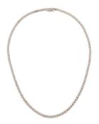 14k Illusion-set Diamond Tennis Necklace,
