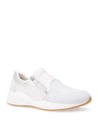 Snake-embossed Low-top Zipper Sneakers, White