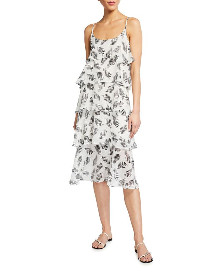 Tiered Leaf-print Dress