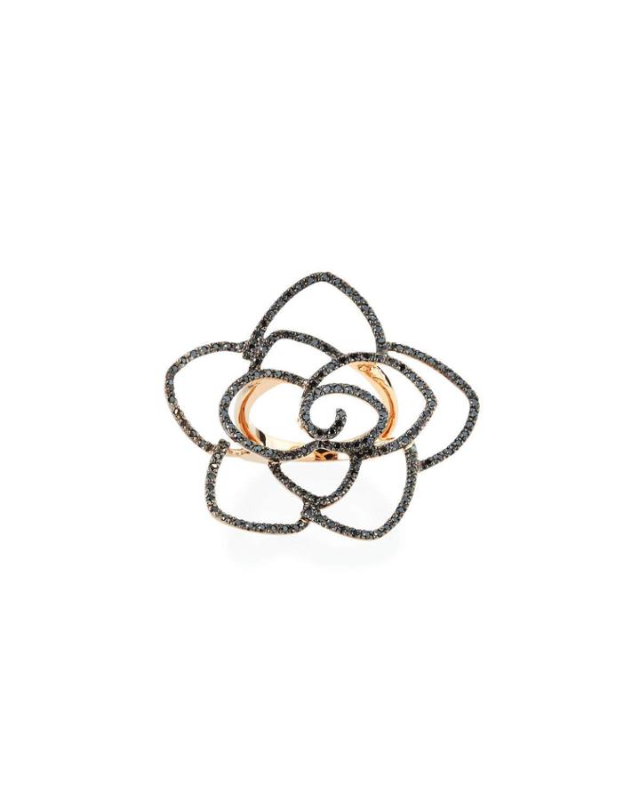 14k Rose Gold Diamond Flower Ring,