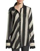 Loose Multi-stripe Long-sleeve