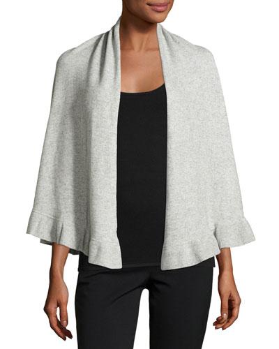 Merino Wool-blend Short Ruffle-hem Wrap, Gray