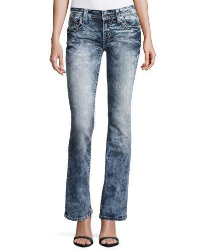 Boot-cut Embellished-pocket Faded Jeans, Vintage