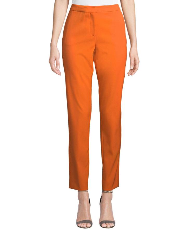 Stretch Virgin Wool Straight-leg Pants