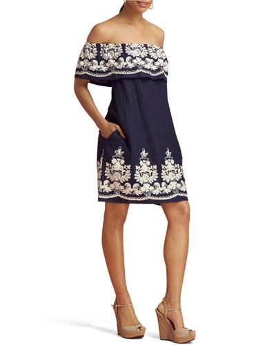 Off-the-shoulder Embroidered Dress