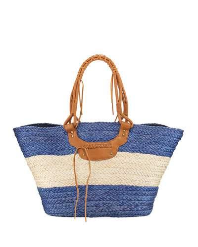 Paperbraid Wide Striped Tote Bag, Blue