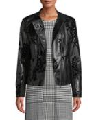 Floral Velvet-embossed Faux-leather