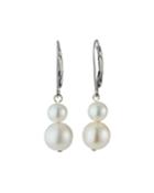 14k White Gold Double-pearl Earrings