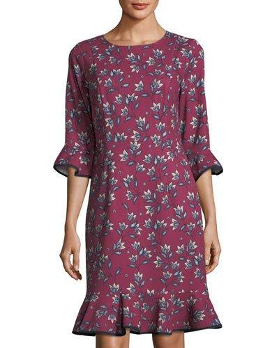Floral-print Flounce-trim Dress