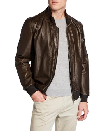 Men's Manga Lamb Leather Bomber Jacket