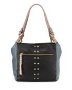 Madison Colorblock Leather Shoulder Bag, Black/multi