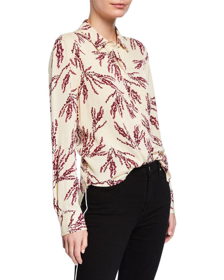 Leema Printed Button-down Shirt With Pocket